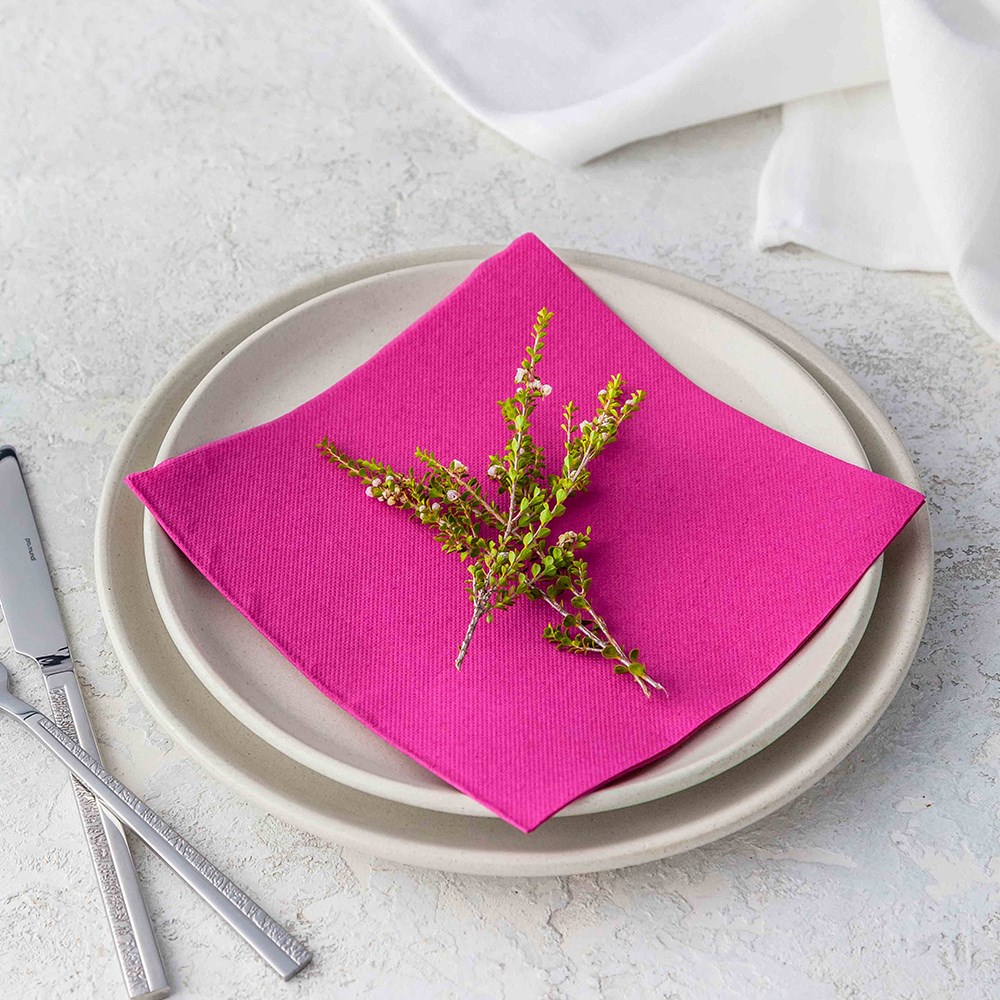 Lisah Quilted Paper Dinner Napkin Raspberry 1/4 Fold 380x380mm 3447002 Reward Hospitality