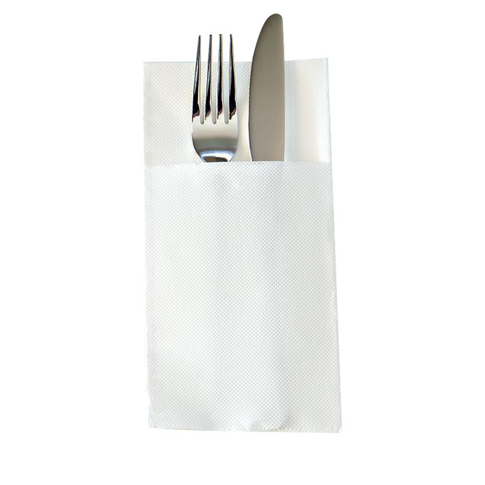 DINNER NAPKIN POCKET FOLD WHITE LINEN FEEL 300/CTN 3447430 Reward Hospitality