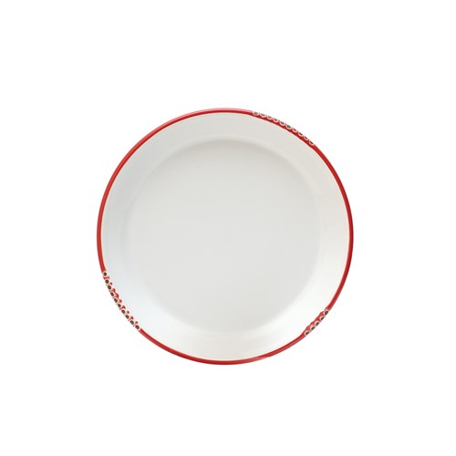 Bistrot Plate White Red Rim 203mm 