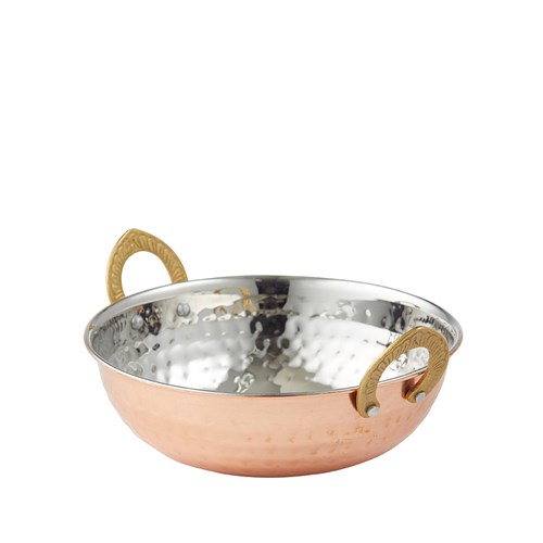 Balti Dish S/Steel Copper W/ Brass Hdls 110X140x70mm (6/72)