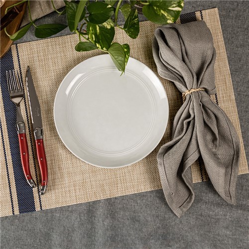 French Style Plastic Placemat Natural/ Blue 455x300mm 