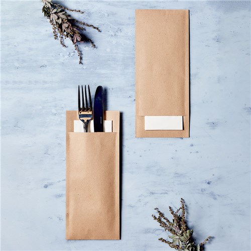 Ecoline Paper Cutlery Pouch Kraft/ White 200x85mm