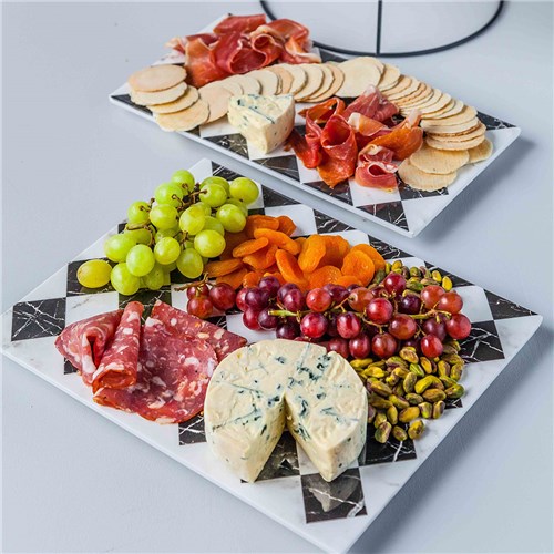 MARBLE CHECKER BOARD 1/2 PLATTER 325X260MM MELAM (3/12) 2631541 Reward Hospitality