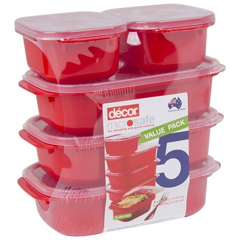 2432016 - Microsafe Container Set 5Pce Red 2X375ml & 3X900ml (4)