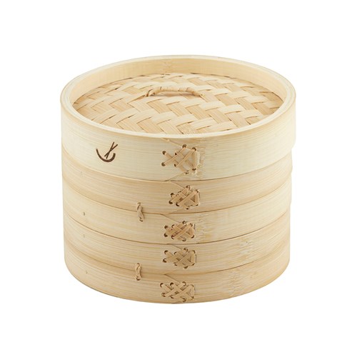 Bamboo Steamer 2 Tier W/Lid 175Mm Natural (4)