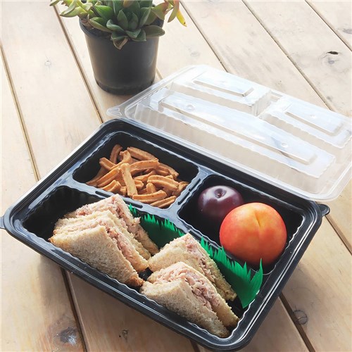 Wavebox Rectangle with 3 Compartments Black 480ml