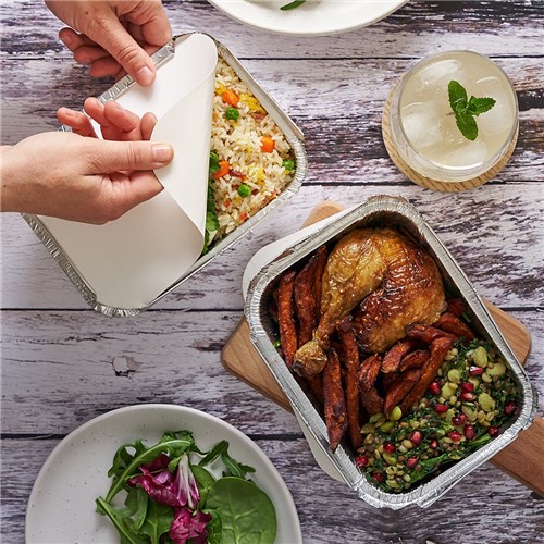 Rectangle Foil Three Compartment Takeaway Tray 204x154x35mm