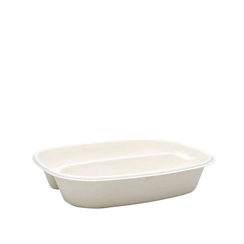Sugarcane Takeaway Container 2 Compartments White 910ml 222x192x41mm