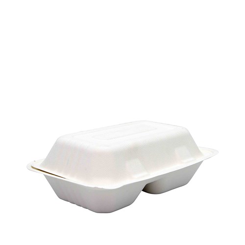 Sugarcane Clam Two Compartment White 250x163x60mm