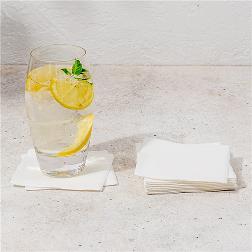 Quilted Paper Cocktail Napkin White 1/4 Fold 200x200mm