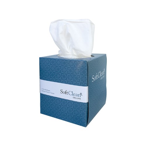 Soft Clean Deluxe Facial Tissue Cube 2 Ply White