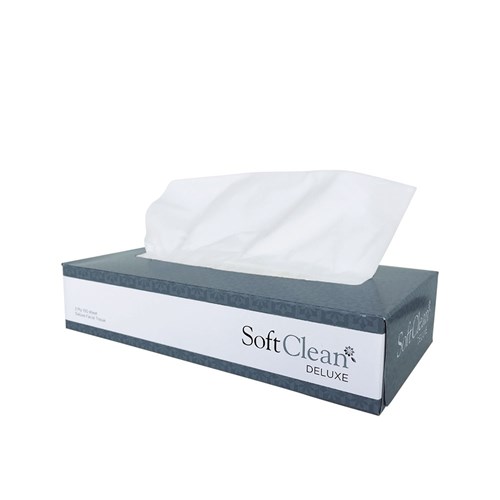 Soft Clean Deluxe Facial Tissue 2 Ply White
