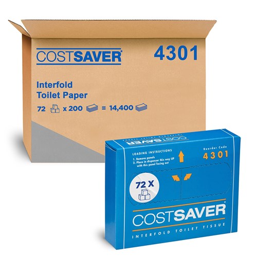 Costsaver Interfold Toilet Tissue White 1ply 3640425