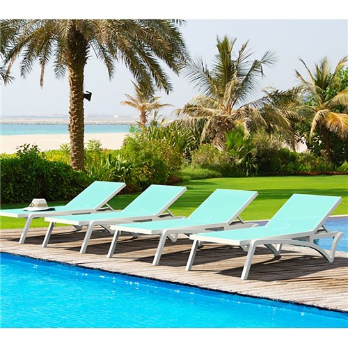Pacific Sunlounger White/Turquoise 4242106
