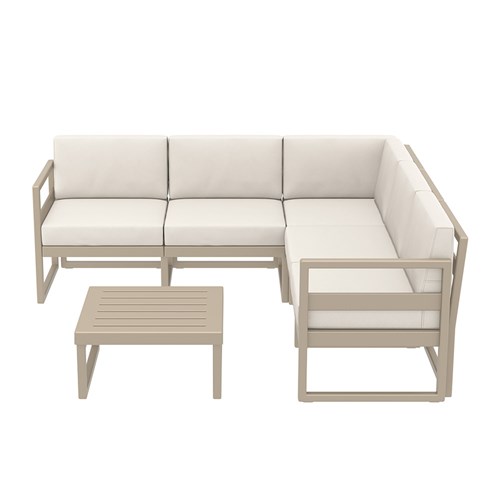 Mykonos Lounge Corner Set Taupe with Beige Cushions 750mm