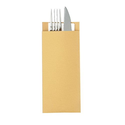 Cutlery Pouch Kraft with 2 Ply White Napkin