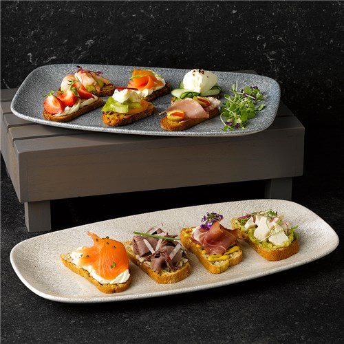 Raku Oblong Chefs Plate 355X189mm Agate Grey (6)