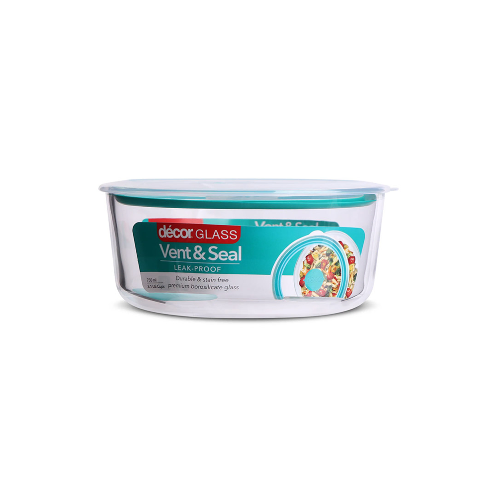 Vent Seal Round Container 750ml 156x69mm Glass Decor Reward