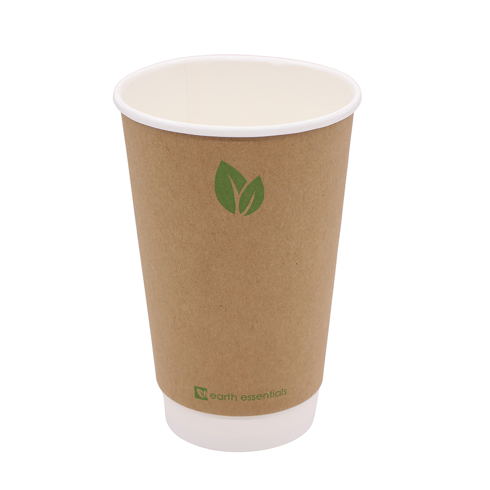 Kraft Double Wall Coffee Cup Brown 16oz 473ml Earth Essentials ...