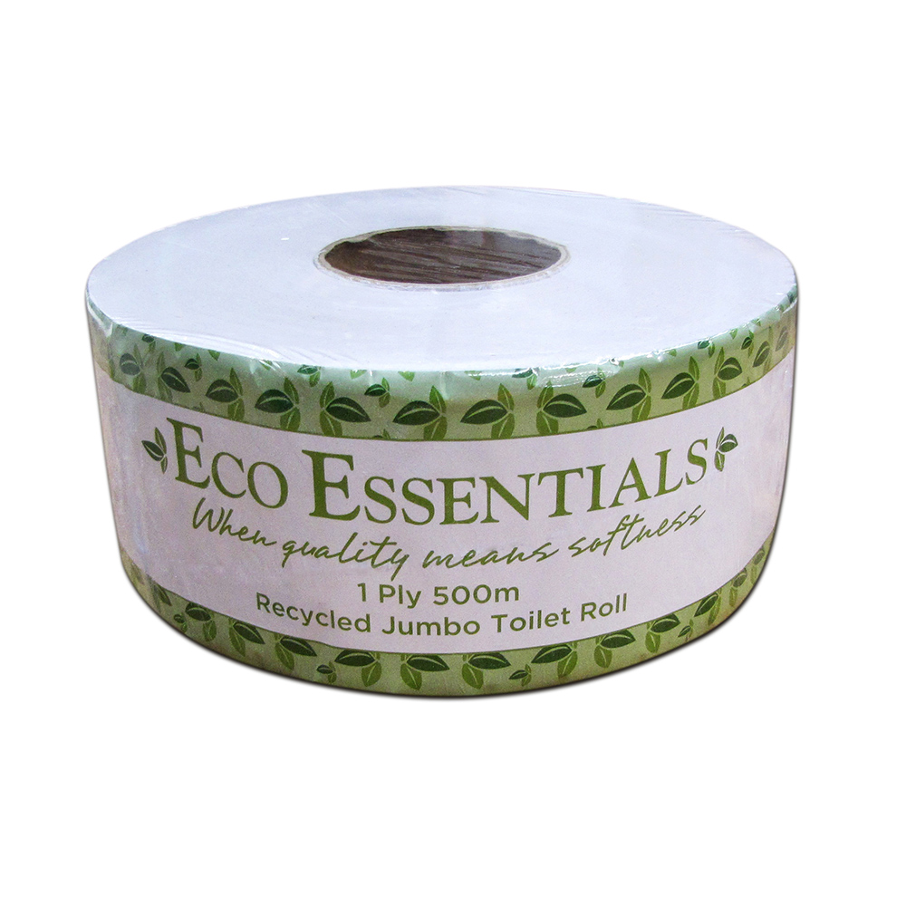 Eco Essentials Jumbo Toilet Rolls White 1ply 500m 3640085 Reward