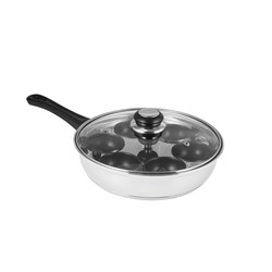 Egg Poacher Pan 6 Cup with Glass Lid Black Handle