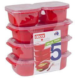 2432016 - Microsafe Container Set 5Pce Red 2X375ml & 3X900ml (4)