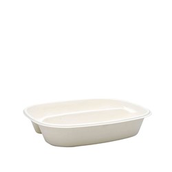 Sugarcane Takeaway Container 2 Compartments White 910ml