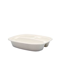 Sugarcane Takeaway Container 3 Compartments White 770ml
