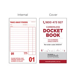 Takeaway Docket Book Single Sheet 100x160mm