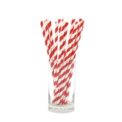Paper Straw Regular Red & White Stripes