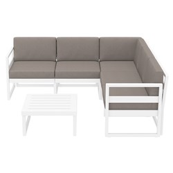 4242271 - Mykonos Lounge Corner Set White with Brown Cushions 750mm