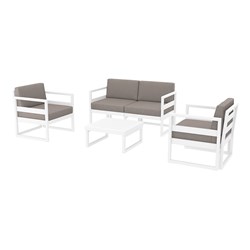 4242277 - Mykonos Lounge Set and Table White with Brown Cushions 750mm