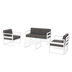 4242278 - Mykonos Lounge Set and Table White with Dark Grey Cushions 750mm