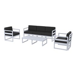4242279 - Mykonos Lounge Set XL and Table Silver Grey with Black Cushions 750mm