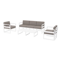 4242281 - Mykonos Lounge Set XL and Table White with Brown Cushions 750mm