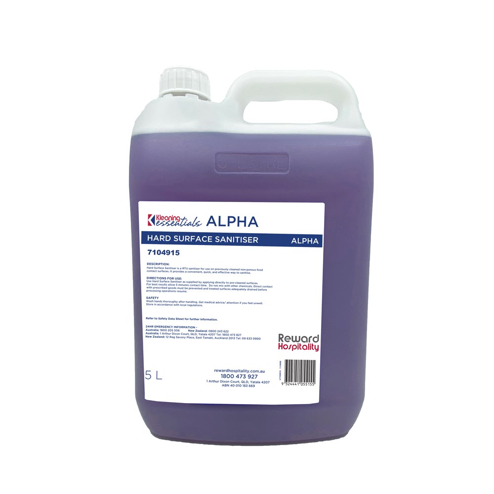 Alpha Hard Surface Sanitiser 5L Kleaning Essentials 3065047 Reward