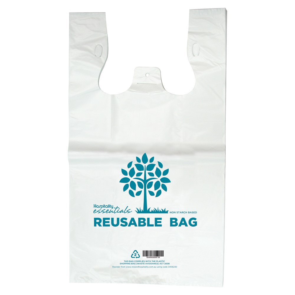 Plastic Reusable Carry Bag Blue Medium 500x370mm 3406230 Reward
