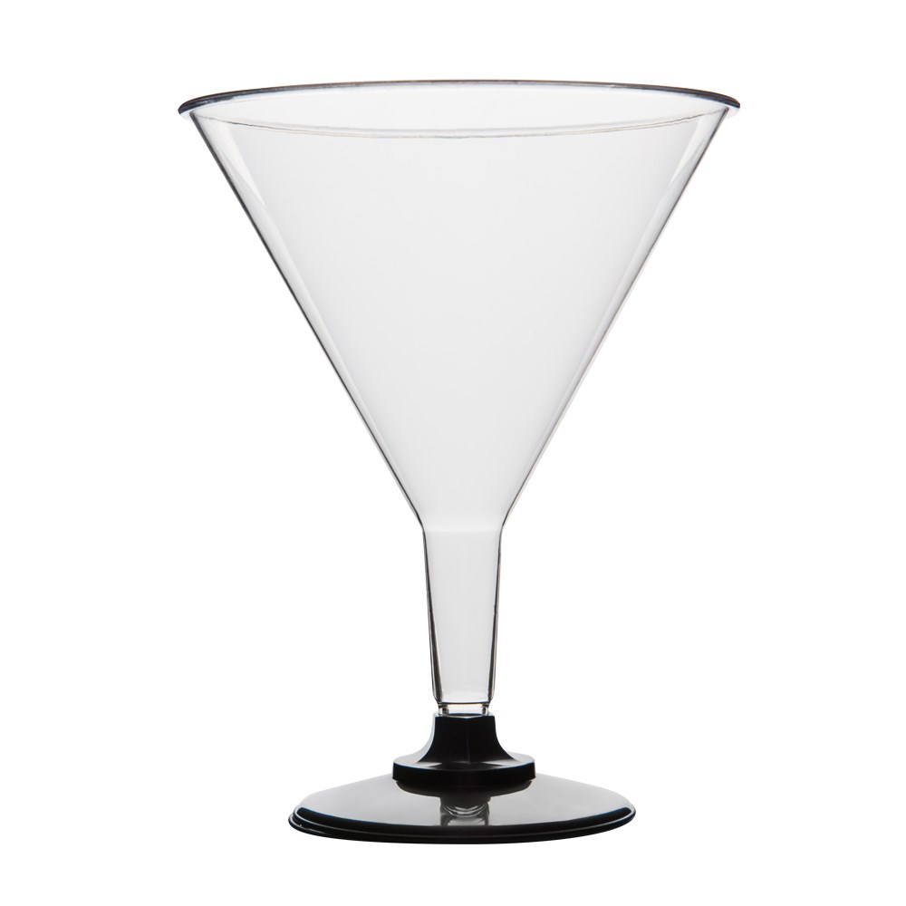 PLASTIC COCKTAIL GLASS 220ML 10/PKT (10) BLACK BASE 3430000 Reward