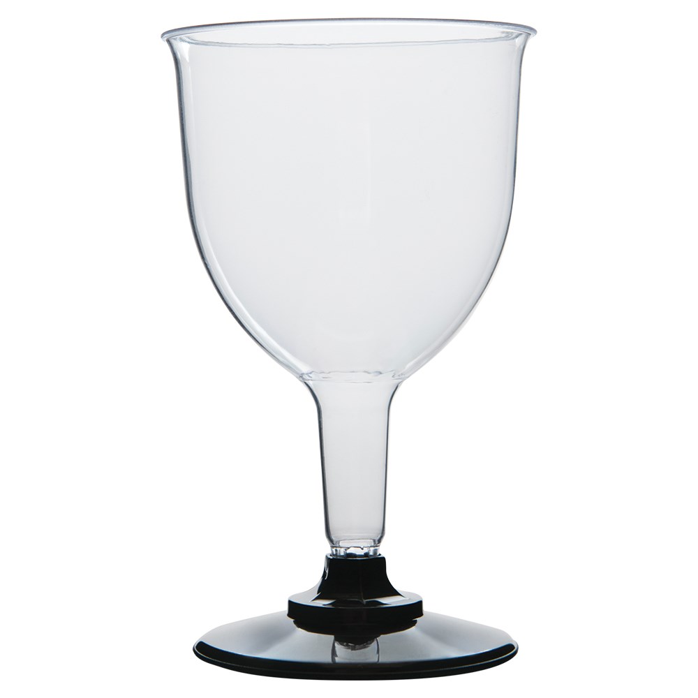 PLASTIC WINE GLASS 125ML 10/PKT (10) BLK BASE 3430330 Reward Hospitality