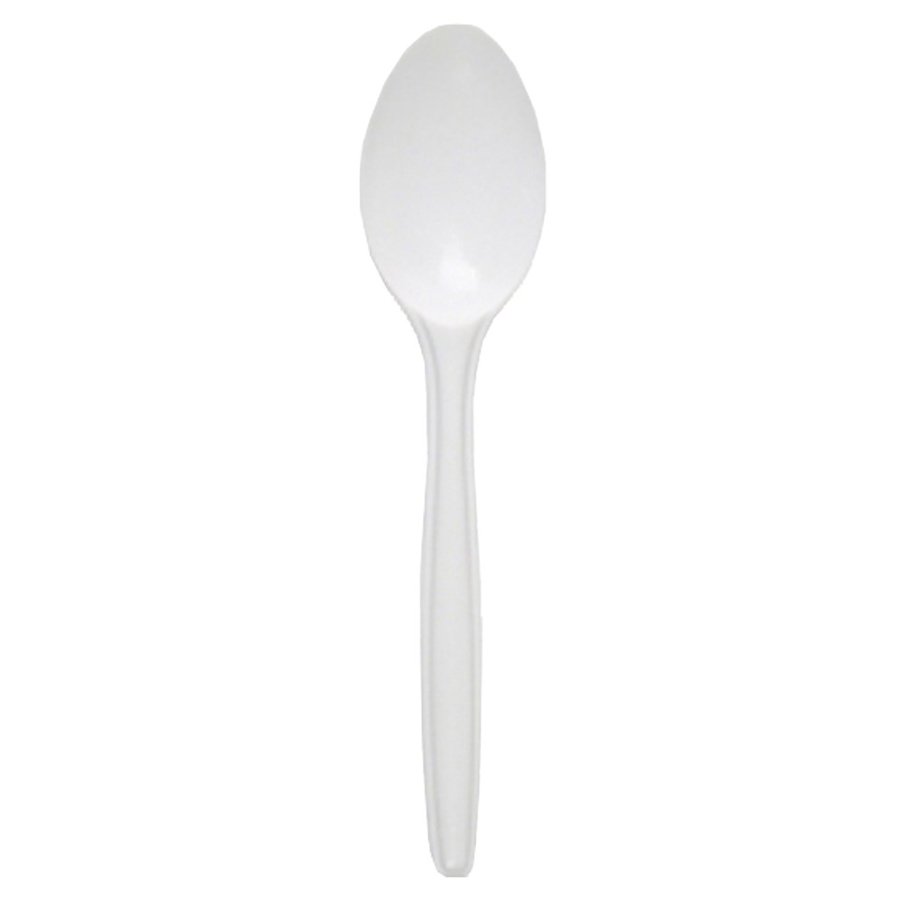 PLASTIC DESSERT SPOON WHT 100/PKT (10) 3435144 Reward Hospitality