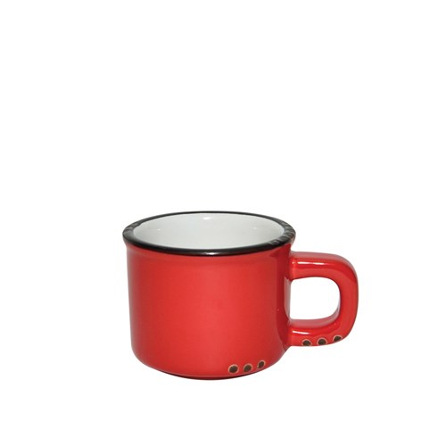 Bistrot Espresso Cup Red Black Rim 75ml 