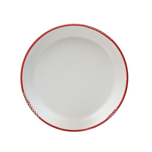 Bistrot Plate White Red Rim 254mm 