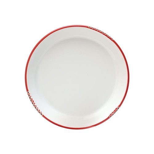 Bistrot Plate White Red Rim 280mm 