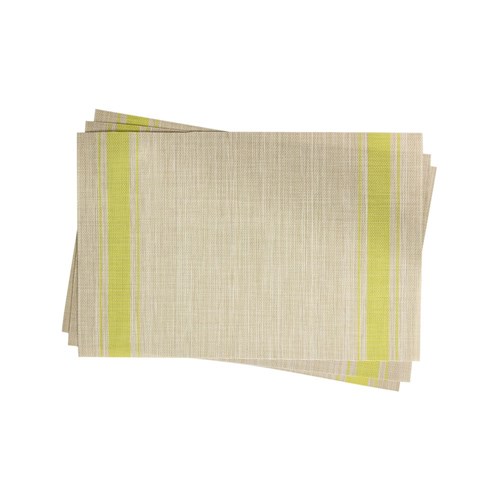 French Style Plastic Placemat Natural/ Green 455x300mm 