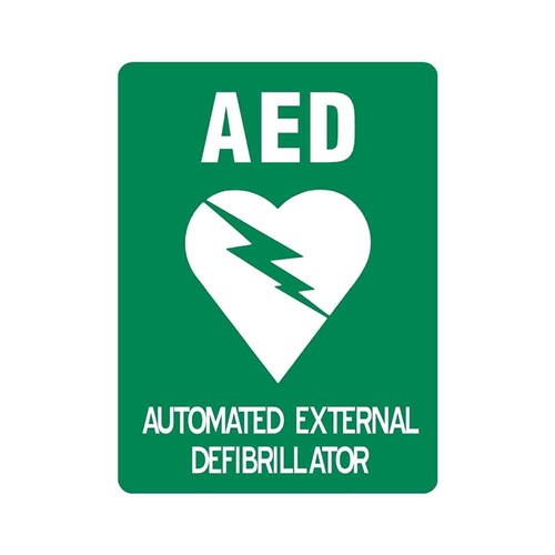 Defribrillator AED Flat Wall Sign Green 225x300mm