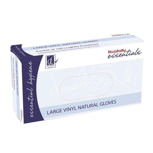 Vinyl Gloves Powdered Clear Large