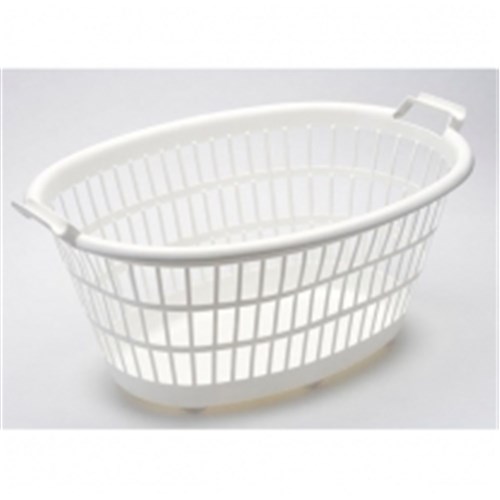 Plastic Laundry Basket Oval White