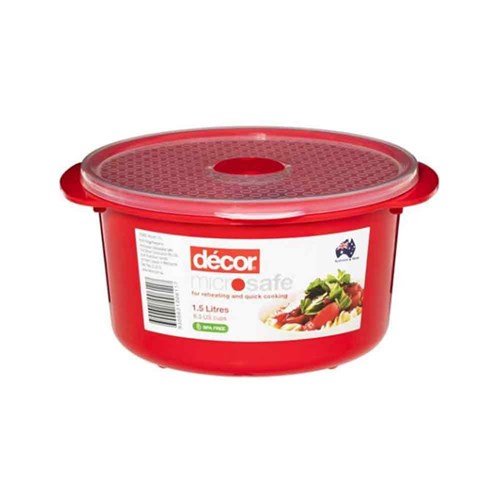 2663882 - Microsafe Container Rnd 1.5Lt Red W/ Clr Lid (4)