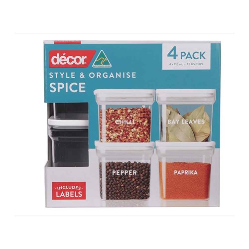 Decor Spice Storage Container 4pcs Set 310ml 2663901 Reward Hospitality
