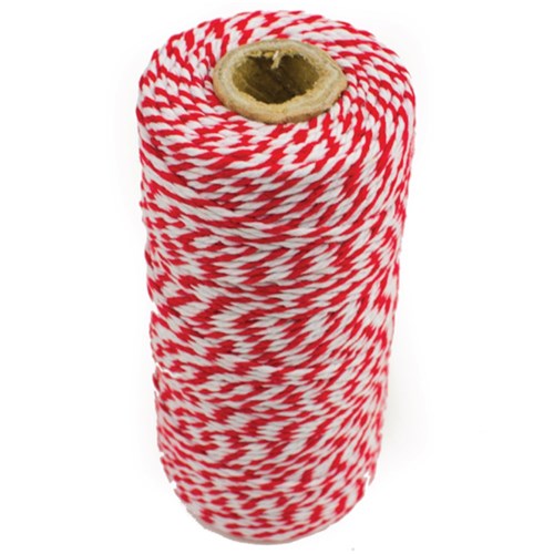Bakers Twine 1.5 Red/Wht 100Mt Roll 100% Cotton (26)